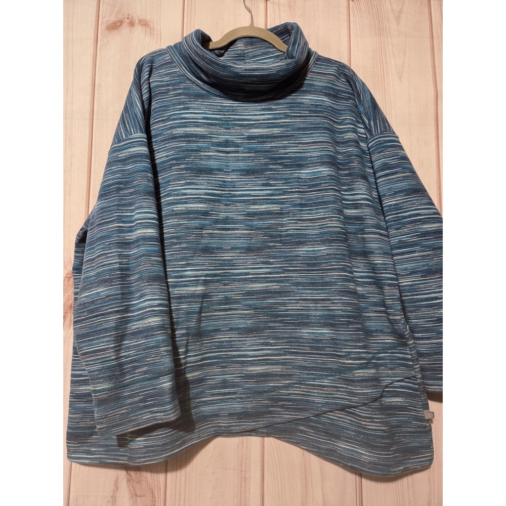 T by Talbots Blue Space Dye Funnel Neck Tulip Hem‎ Sweatshirt 3X Activewear